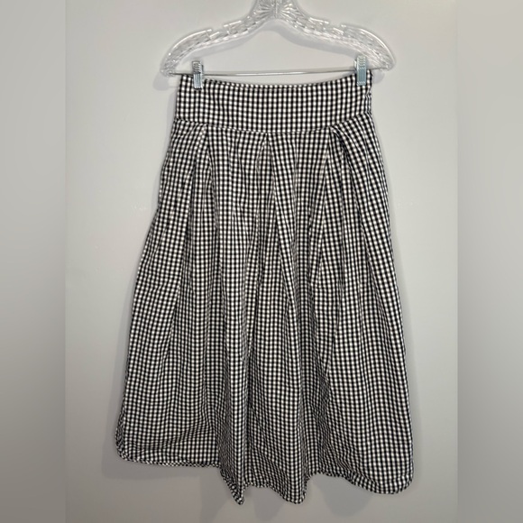 Max Studio Gingham Black White Midi Skirt Hi Low Tie Front Size 8 Lightweight - Picture 13 of 16